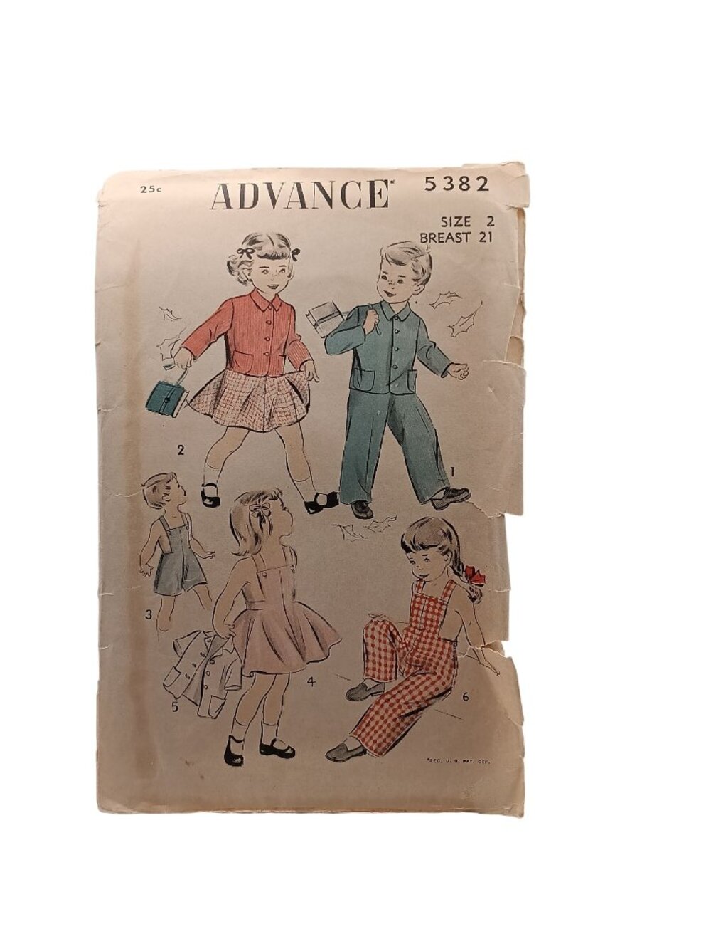 Advance 5382 Vintage Sewing Pattern Size 2 Childrens Jacket Overalls Jumper Dres